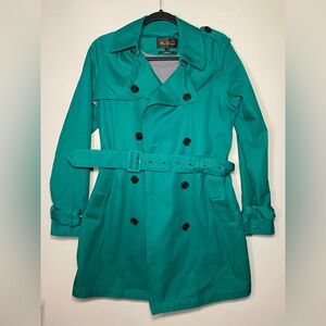 Ben Sherman swing coat waist tie green women size small